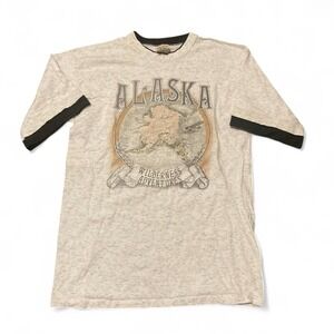 Vintage 90s Alaska Map double layer graphic tee shirt made in USA L/20